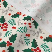 Christmas holly and berries on creme (small)