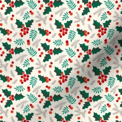 Christmas holly and berries on creme (small)