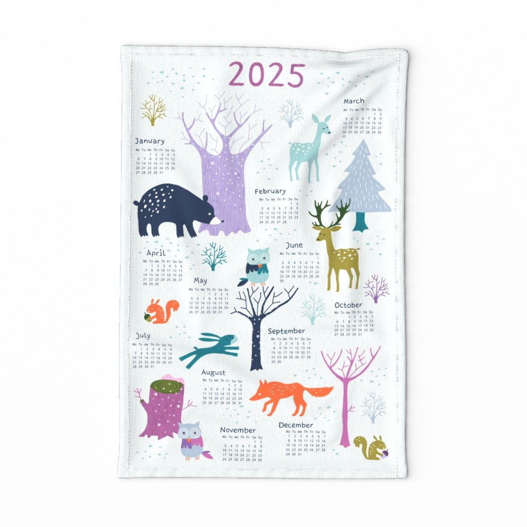 Winter Woodland tea towel calendar 2024