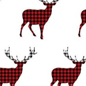 Plaid Deer in Black White & Red