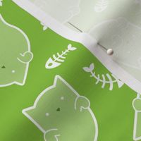 Phantom Felines - White Ghosts on Green