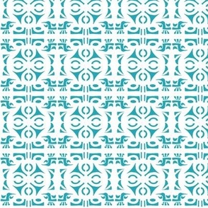 TRIBAL HORNS Aqua and White