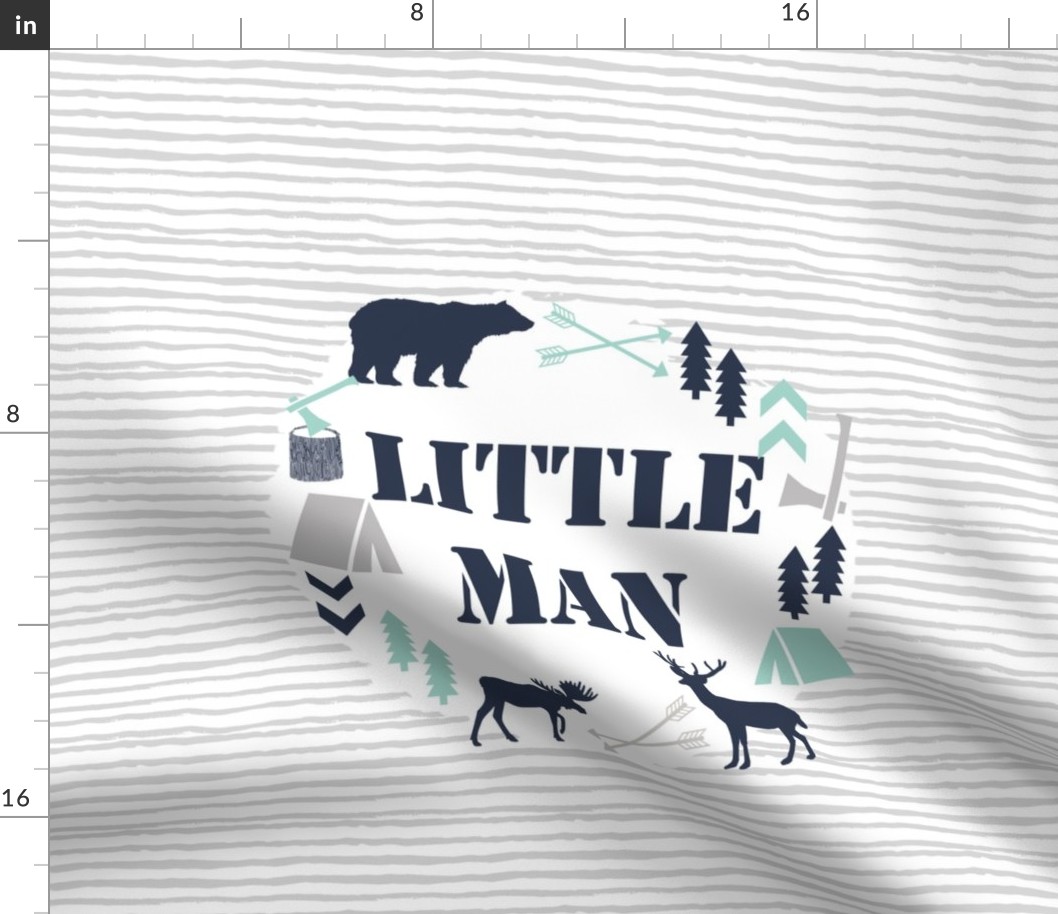 little man kids boys 13 inch square camping moose bear navy mint and grey