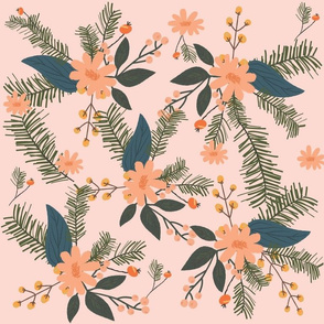 Peach winter floral - Large