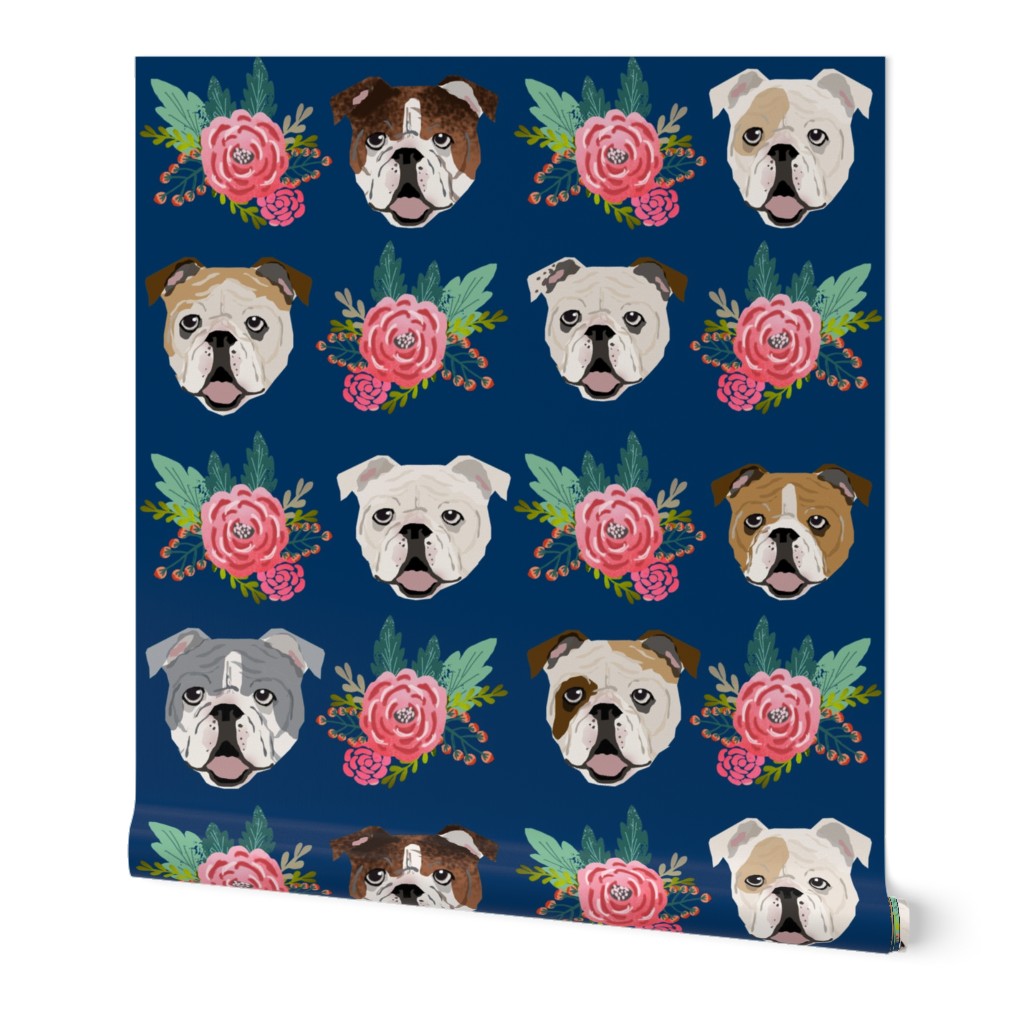 english bulldog florals flowers cute dog fabric cute dogs fabric florals vintage floral wreath fabrics