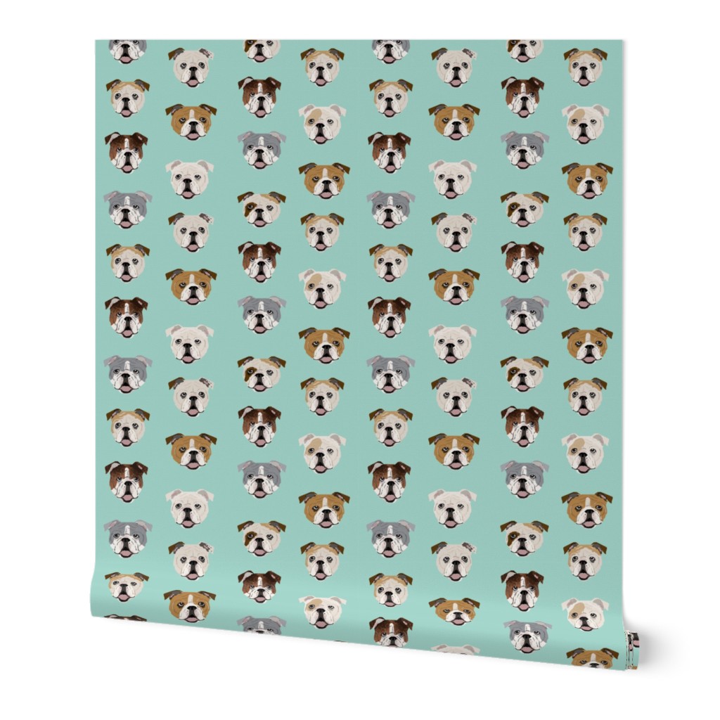 english bulldog faces fabric cute mint dog face design english bulldog fabrics cute dogs