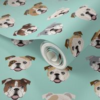 english bulldog faces fabric cute mint dog face design english bulldog fabrics cute dogs