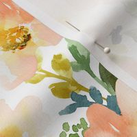 Portadown Peach Row Watercolor Flower Pattern