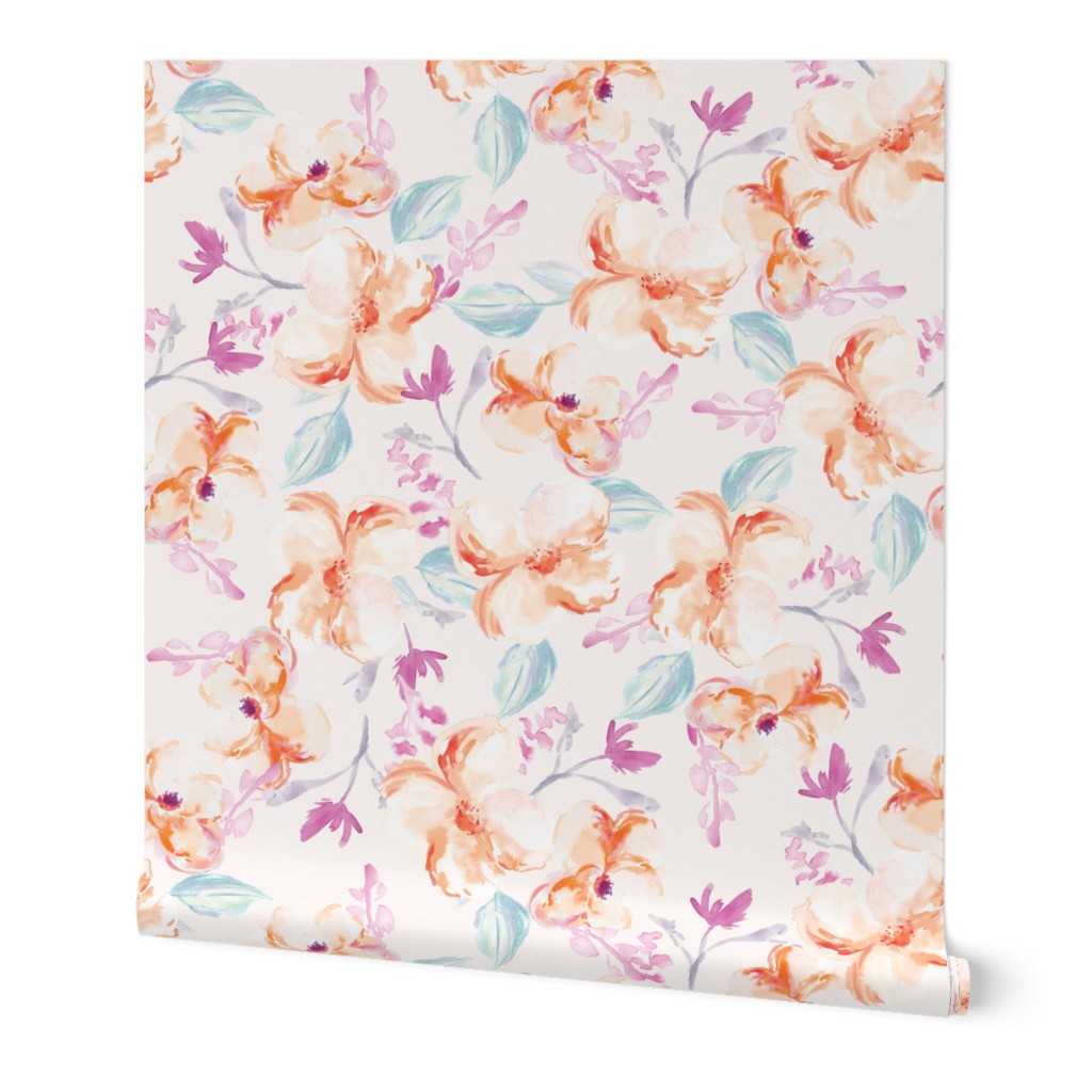 Sienna Orange Watercolor Floral Pattern