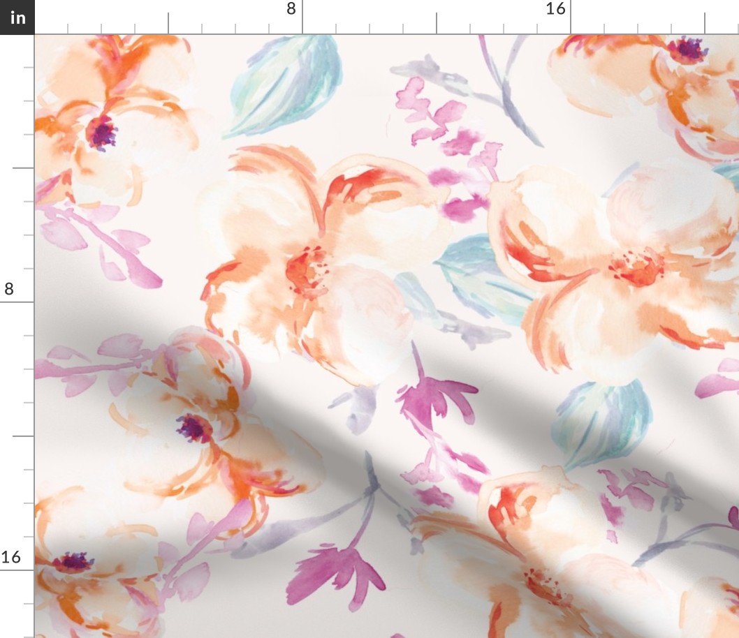 Sienna Orange Watercolor Floral Pattern