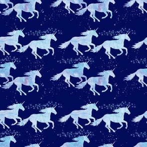 watercolor unicorns (small scale) || blue