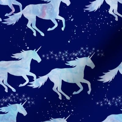 watercolor unicorns || blue