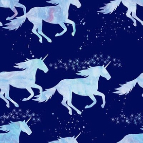 watercolor unicorns || blue