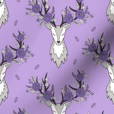 Deer Head with flowers in Purple