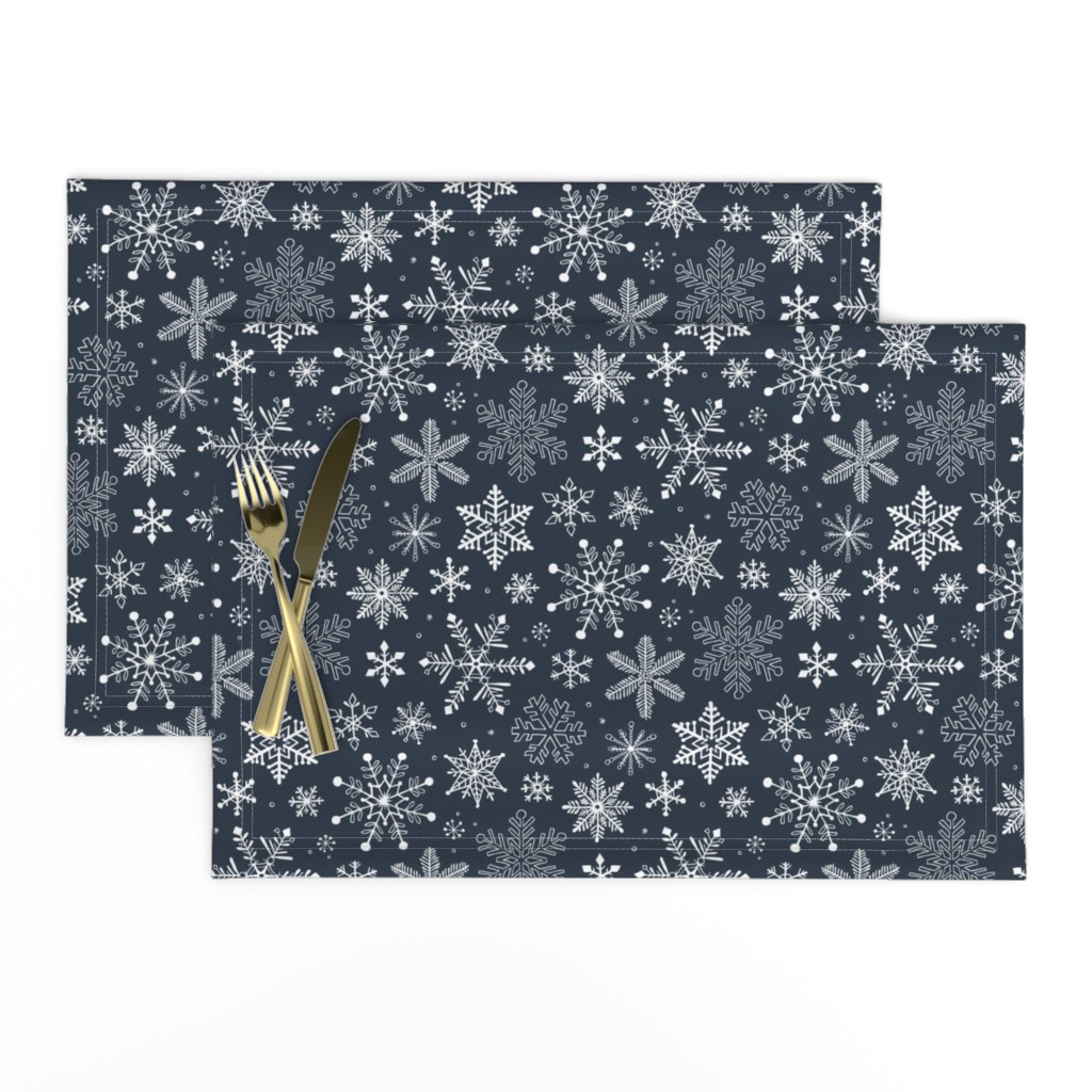 Snowflakes Christmas Holiday on Navy Blue