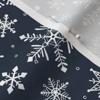 Snowflakes Christmas Holiday on Navy Blue