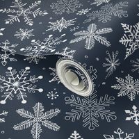 Snowflakes Christmas Holiday on Navy Blue