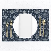 Snowflakes Christmas Holiday on Navy Blue