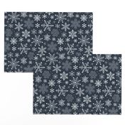 Snowflakes Christmas Holiday on Navy Blue