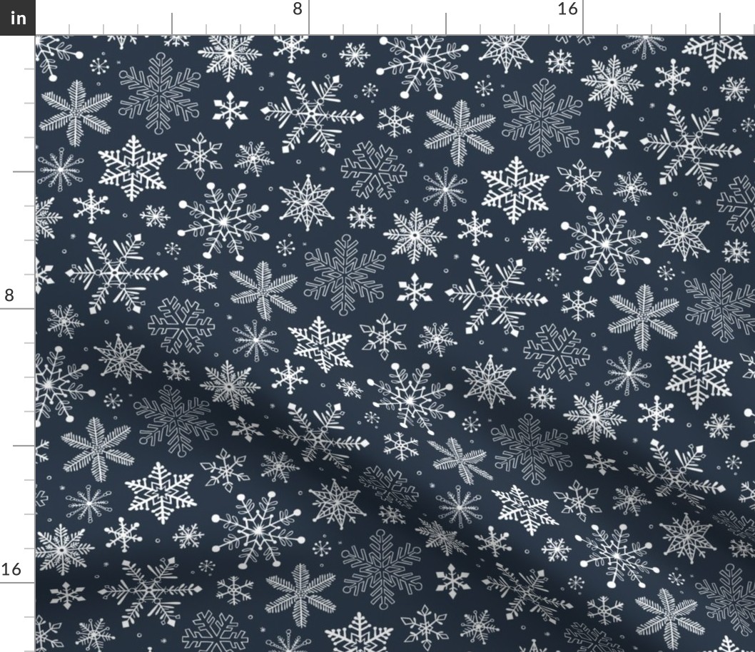 Snowflakes Christmas Holiday on Navy Blue