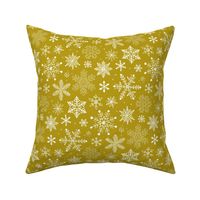 Snowflakes Christmas Holiday on Gold Yellow