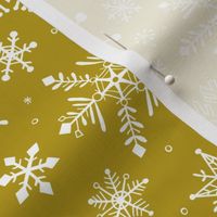 Snowflakes Christmas Holiday on Gold Yellow