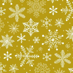 Snowflakes Christmas Holiday on Gold Yellow