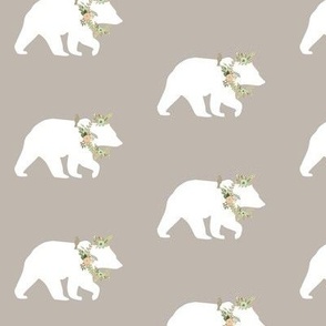 Floral Bear on Gray