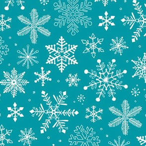 Snowflakes Winter Christmas on Blue