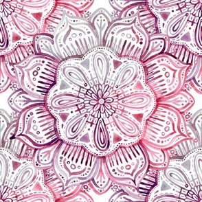 Burgundy Blush Watercolor Mandala