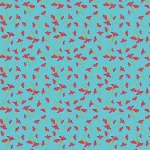 Floral print on a blue background