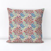 Summer Botanicals Groovy Retro Floral Buds Red Blue Pink Turquoise - UnBlink Studio by Jackie Tahara