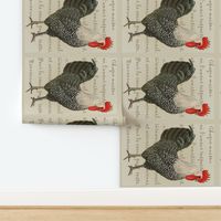 rooster tea towel panel