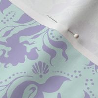 Mermaid damask- Aqua/lavender-90 degree turn