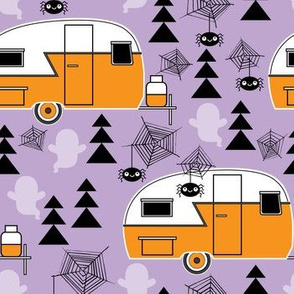 Halloween trailers on purple