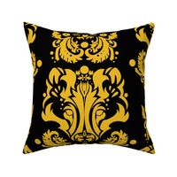 Badger Damask Gold on Black Large Print