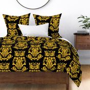 Badger Damask Gold on Black Large Print