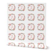 F monogram girls sweet florals flowers flower wreath girls monogram pillow fabric swatch design mini 8" swatch size  personalized personal letter quilt fabric cute girls design