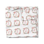 L monogram girls sweet florals flowers flower wreath girls monogram pillow fabric swatch design mini 8" swatch size  personalized personal letter quilt fabric cute girls design