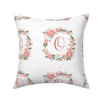 O monogram girls sweet florals flowers flower wreath girls monogram pillow fabric swatch design mini 8" swatch size  personalized personal letter quilt fabric cute girls design