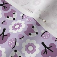 Baby fox fall pattern cute tossed woodland design for fall and winter lilac