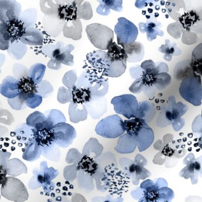 Painted Blue Berry Floral by Angel Gerardo