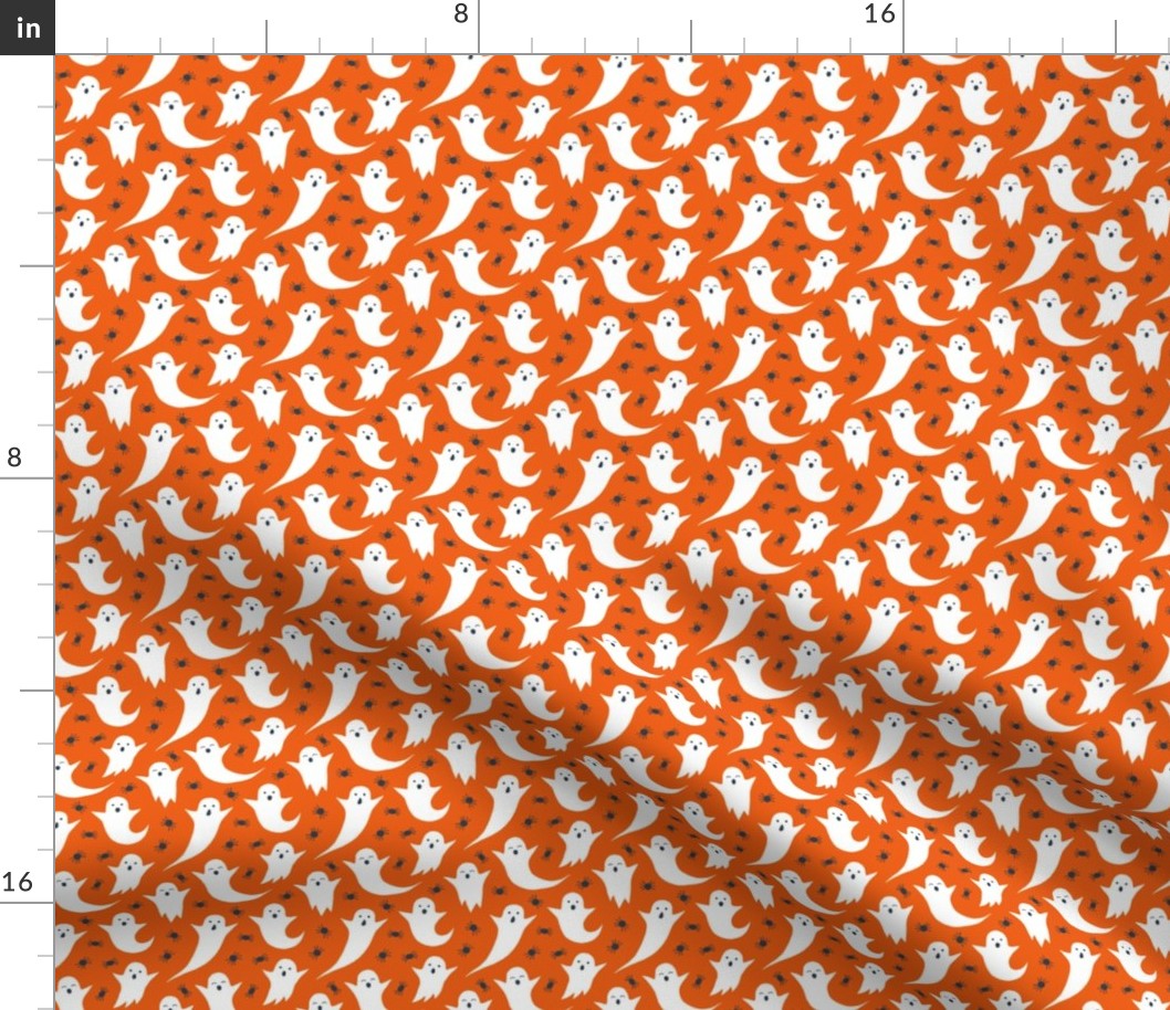 Halloween ghosts on orange (small) 