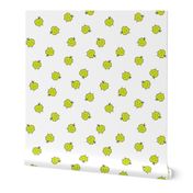 apple dots scattered on white