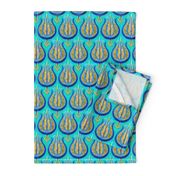 Bright Tulips in Gold on Turquoise  by Su_G_©SuSchaefer