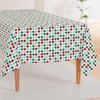 red and green dots jumbo christmas dots fabric  holiday coordinates 