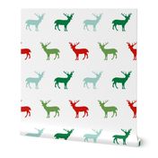 christmas deer holiday xmas deer forest woodland holiday red and green