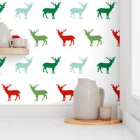 christmas deer holiday xmas deer forest woodland holiday red and green