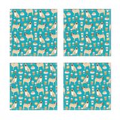 pugs coffee fabric cute turquoise fabric print dog fabrics coffees fabric coffee dog cute pugs