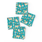 pugs coffee fabric cute turquoise fabric print dog fabrics coffees fabric coffee dog cute pugs